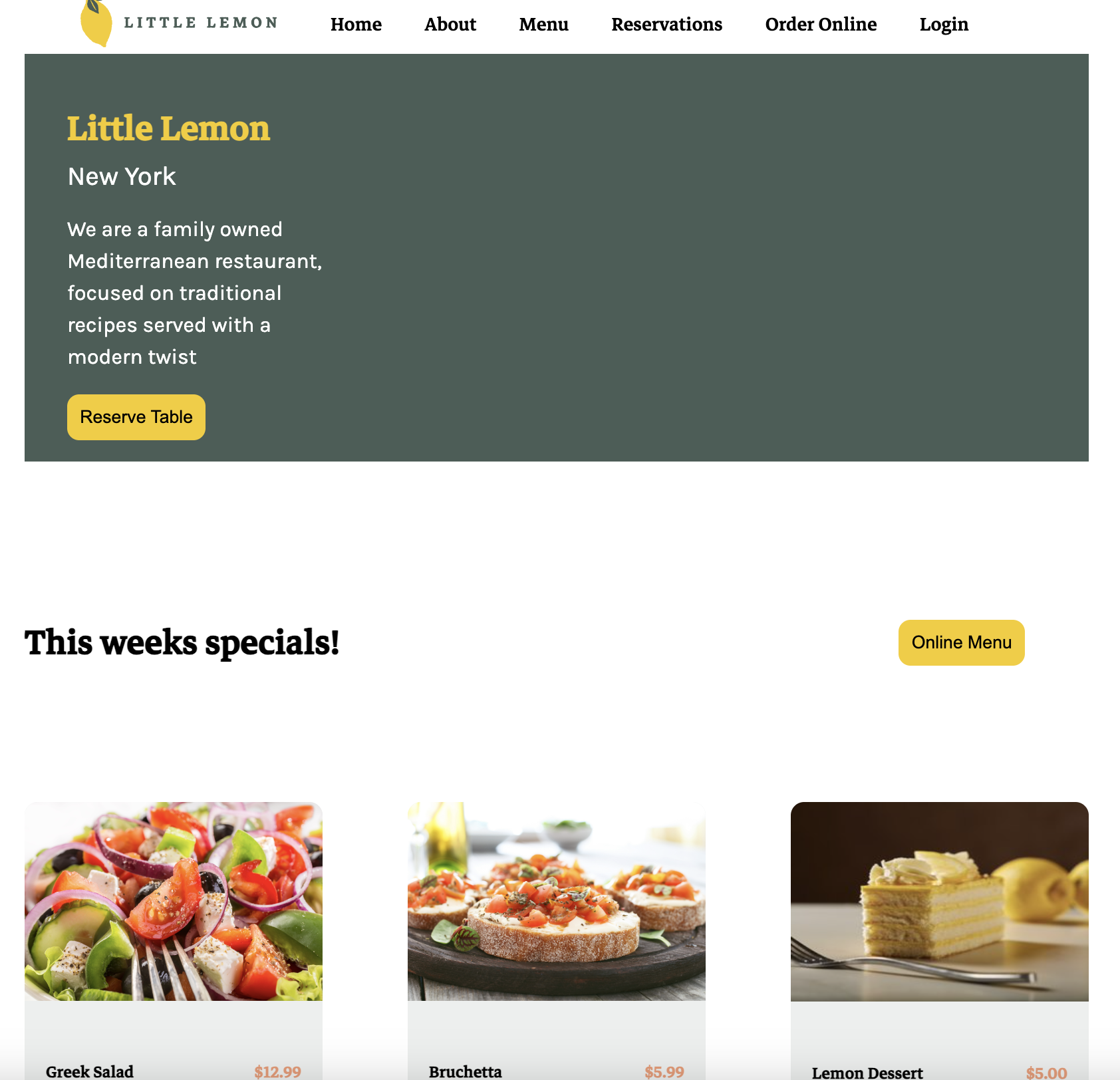 Little Lemon Restaurant project